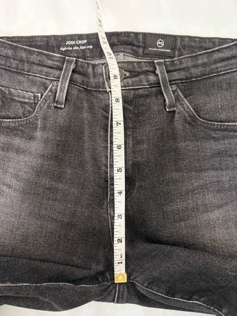 #347 AG Jodi Crop Slim Flare Jeans Sz 25R Black EUC - Picture 10 of 11